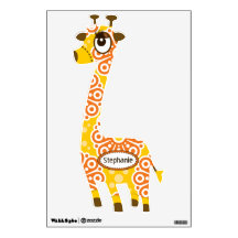 Personlig Orange Gult Blommönster Giraffe