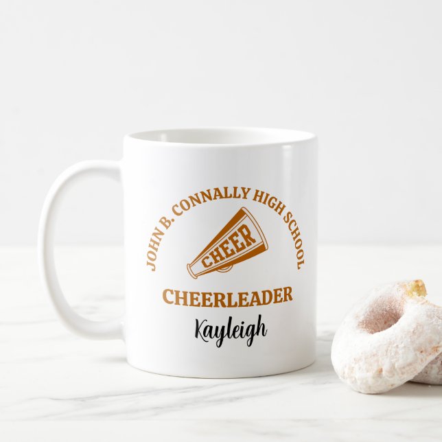 Personlig Orange High School-cheerleader Kaffemugg (Med munk)