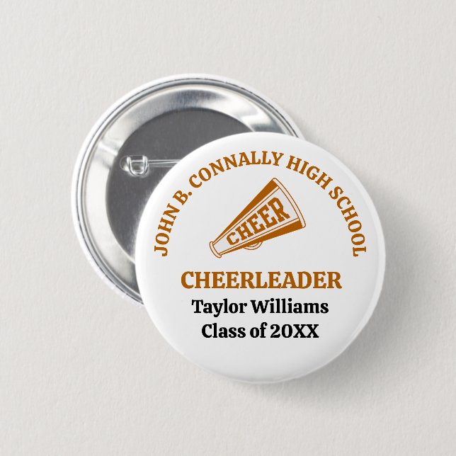 Personlig Orange High School-cheerleader Knapp (Framsida & baksida)