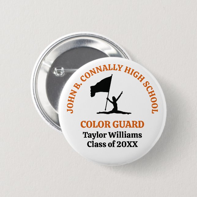 Personlig Orange High School Color Guard Knapp (Framsida & baksida)
