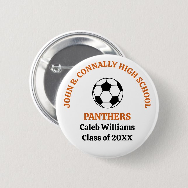Personlig Orange High School-fotbollslag Knapp (Framsida & baksida)