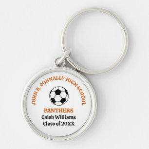 Personlig Orange High School-fotbollslag Rund Silverfärgad Nyckelring