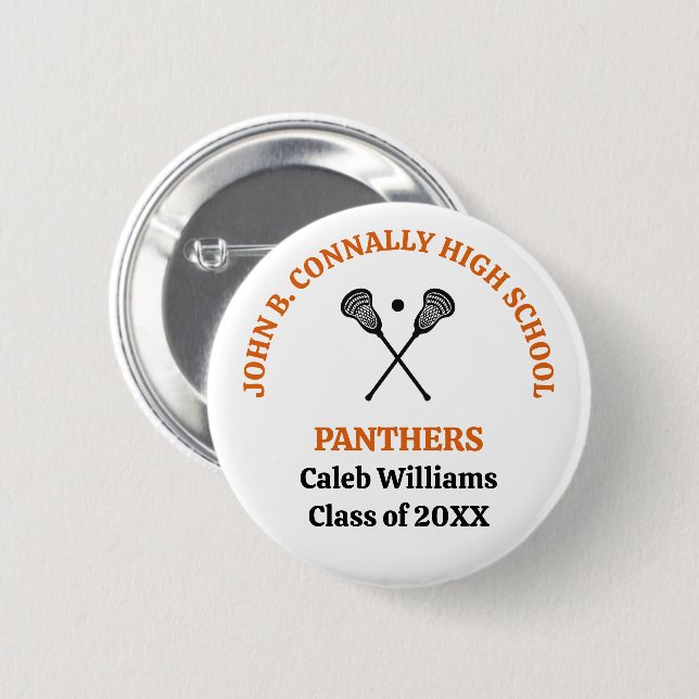 Personlig Orange High School Lacrosse Team Knapp (Framsida & baksida)