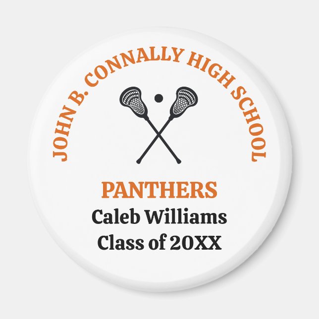 Personlig Orange High School Lacrosse Team Magnet (Framsidan)