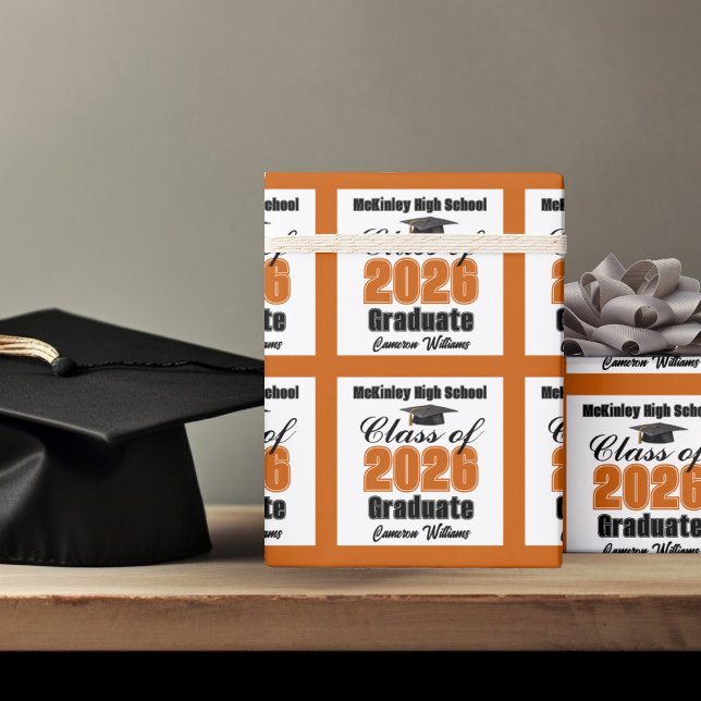 Personlig Orange Klass 2026 Examen Presentpapper (Skapare uppladdad)