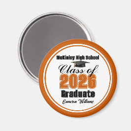 Personlig Orange Klass 2026 Examenfest Magnet
