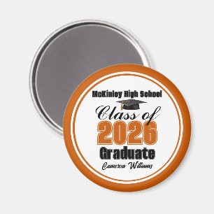 Personlig Orange Klass 2026 Examenfest Magnet