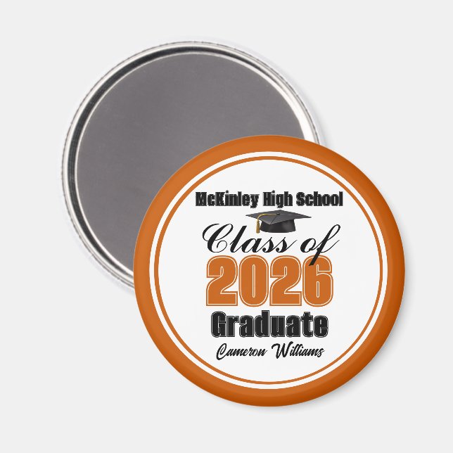 Personlig Orange Klass 2026 Examenfest Magnet (Front/Back)