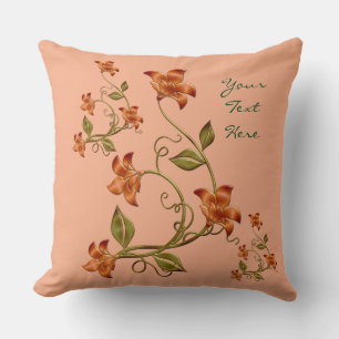 Personlig Orange Lillies Blommönster Pillow Kudde