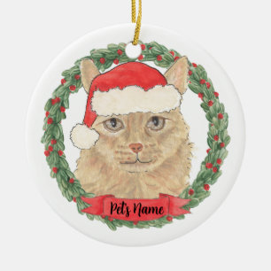 Personlig Orange Maine Coon Cat Julgransprydnad Keramik