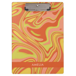 Personlig Orange Marble Watercolor Clipboard