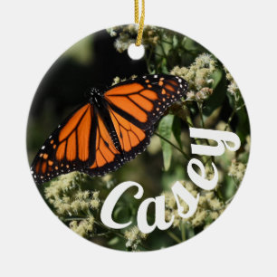 Personlig Orange Monarch Butterfly Nature Photo Julgransprydnad Keramik