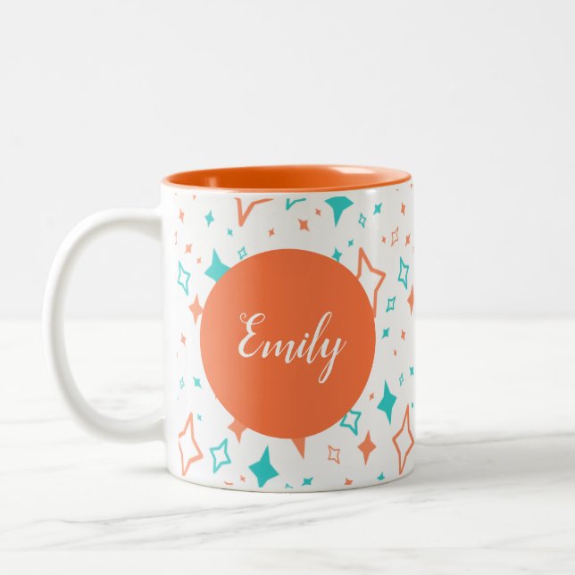 Personlig Orange Mugg med stjärnor (Vänster)