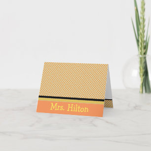 Personlig Orange Polka Dot Notecards Tack Kort
