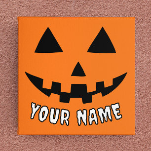Personlig Orange Pumpa Halloween Ditt Namn Canvastryck