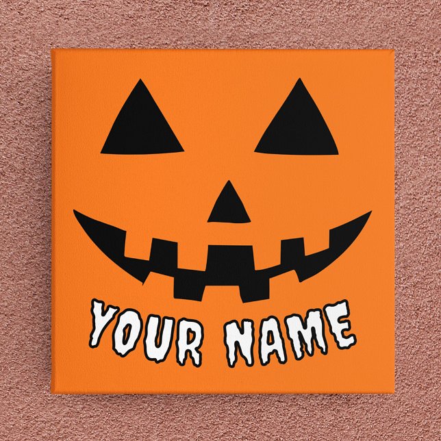 Personlig Orange Pumpa Halloween Ditt Namn Canvastryck (Skapare uppladdad)