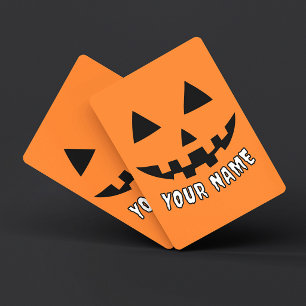 Personlig Orange Pumpa Halloween Ditt Namn Casinokort