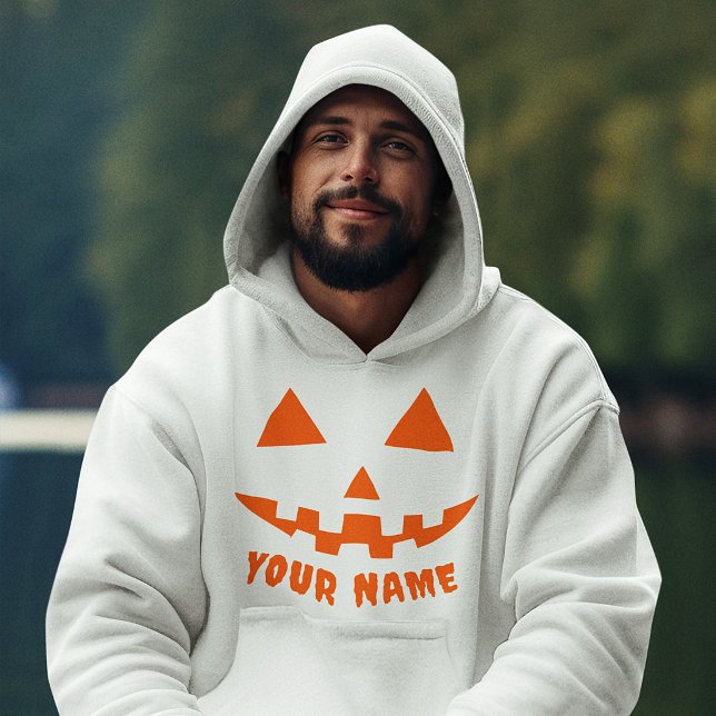 Personlig Orange Pumpa Halloween Ditt Namn Hoodie (Skapare uppladdad)