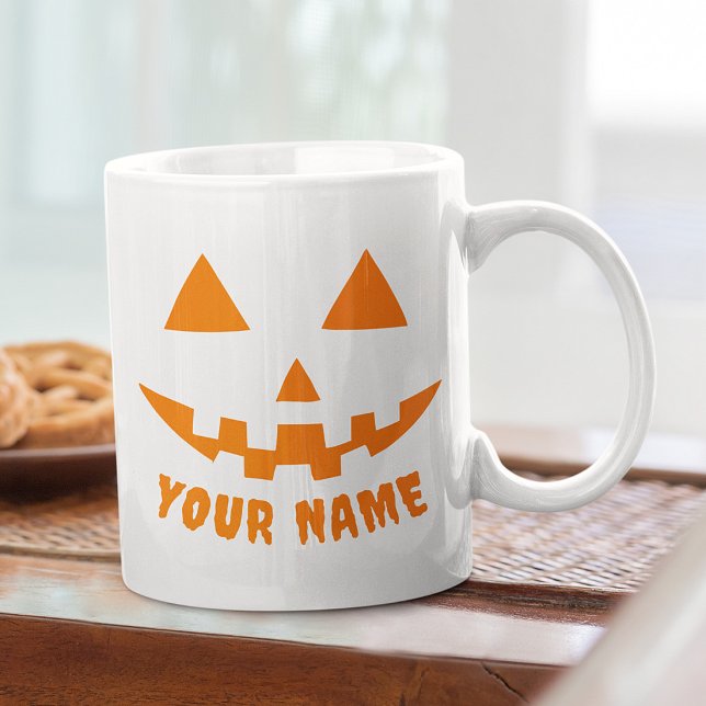 Personlig Orange Pumpa Halloween Ditt Namn Jumbo Mugg (Skapare uppladdad)