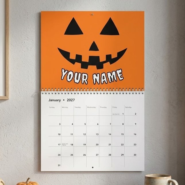 Personlig Orange Pumpa Halloween Ditt Namn Kalender (Skapare uppladdad)