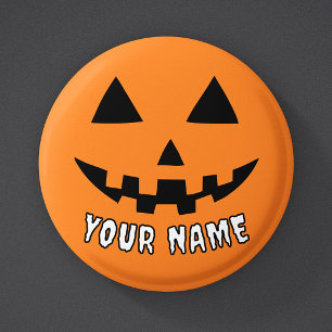 Personlig Orange Pumpa Halloween Ditt Namn Knapp