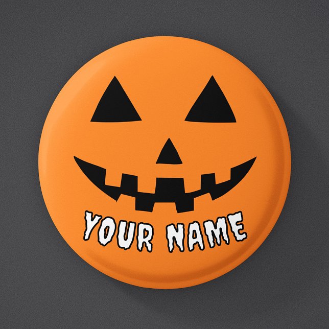 Personlig Orange Pumpa Halloween Ditt Namn Knapp (Skapare uppladdad)