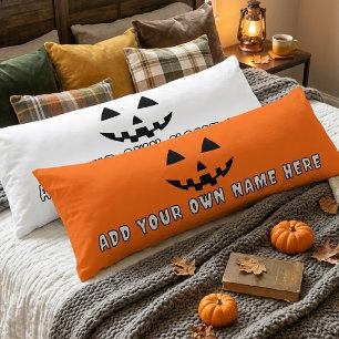 Personlig Orange Pumpa Halloween Ditt Namn Kroppskudde