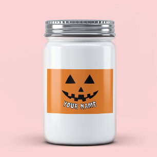 Personlig Orange Pumpa Halloween Ditt Namn Mat Etiketter