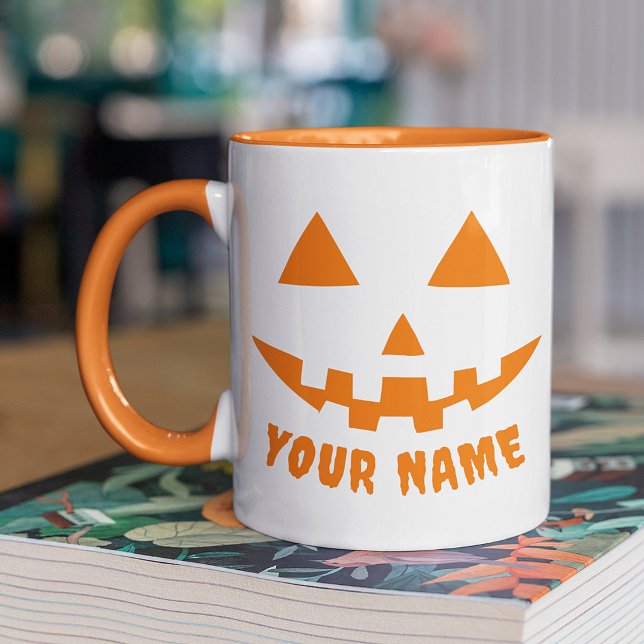 Personlig Orange Pumpa Halloween Ditt Namn Mugg (Skapare uppladdad)
