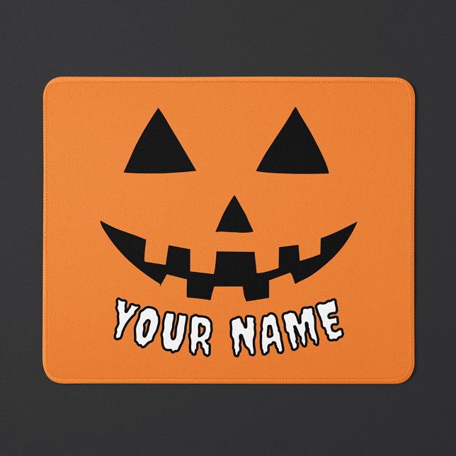 Personlig Orange Pumpa Halloween Ditt Namn Musmatta (Skapare uppladdad)