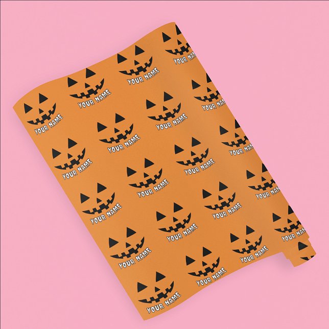 Personlig Orange Pumpa Halloween Ditt Namn Presentpapper (Skapare uppladdad)