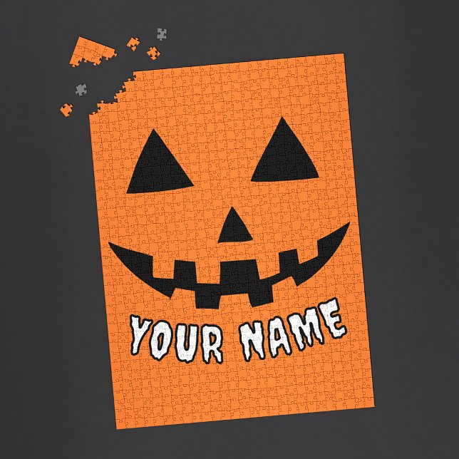 Personlig Orange Pumpa Halloween Ditt Namn Pussel (Skapare uppladdad)