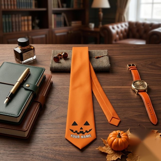 Personlig Orange Pumpa Halloween Ditt Namn Slips (Skapare uppladdad)