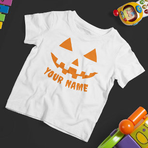 Personlig Orange Pumpa Halloween Ditt Namn T Shirt