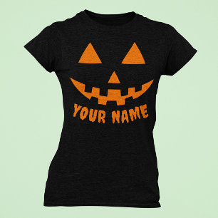 Personlig Orange Pumpa Halloween Ditt Namn T Shirt