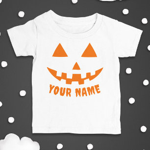 Personlig Orange Pumpa Halloween Ditt Namn T Shirt