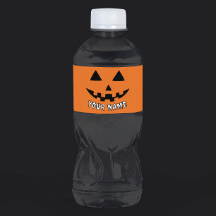 Personlig Orange Pumpa Halloween Ditt Namn Vattenflaskor Etikett