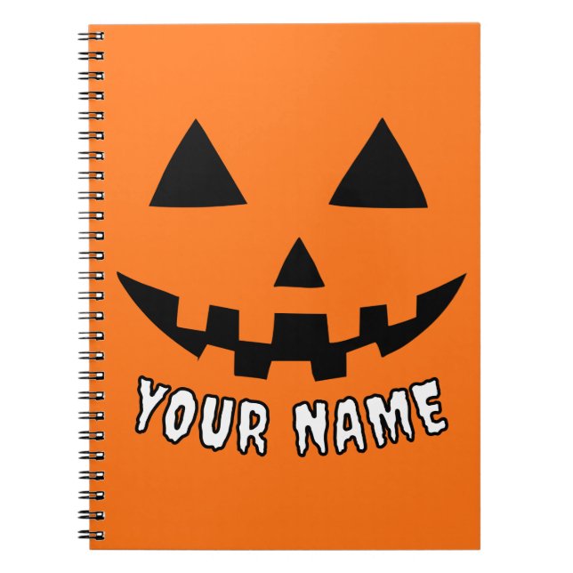 Personlig Orange Pumpkin Halloween ditt namn Anteckningsbok (Framsidan)