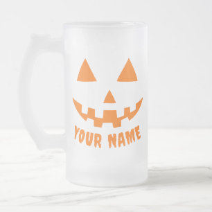 Personlig Orange Pumpkin Halloween ditt namn Frostat Ölglas