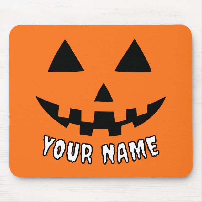Personlig Orange Pumpkin Halloween ditt namn Musmatta (Framsidan)