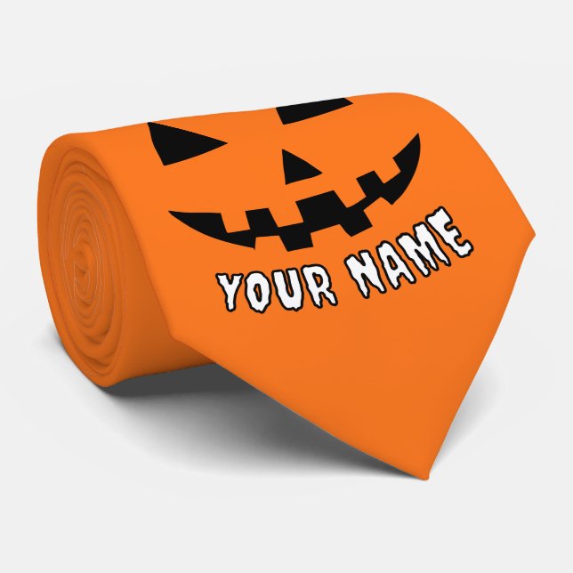 Personlig Orange Pumpkin Halloween ditt namn Slips (Rullad)