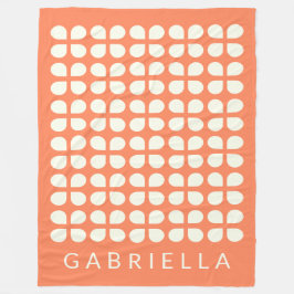 Personlig Orange Retro Midsekel Modern djärv Fleecefilt