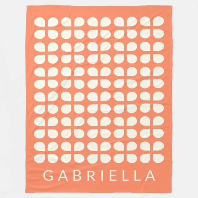 Personlig Orange Retro Midsekel Modern djärv Fleecefilt (Framsidan)