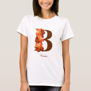 Personlig Orange Ros Monogram Första B T Shirt