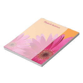 Personlig Orange Rosa Gerbera Daisy Anteckningsblo Anteckningsblock