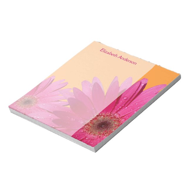 Personlig Orange Rosa Gerbera Daisy Anteckningsblo Anteckningsblock (Roterad)