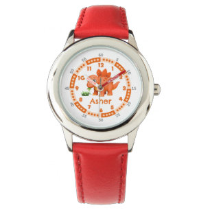 Personlig Orange Stegosaurus Time-Telling Dino Armbandsur