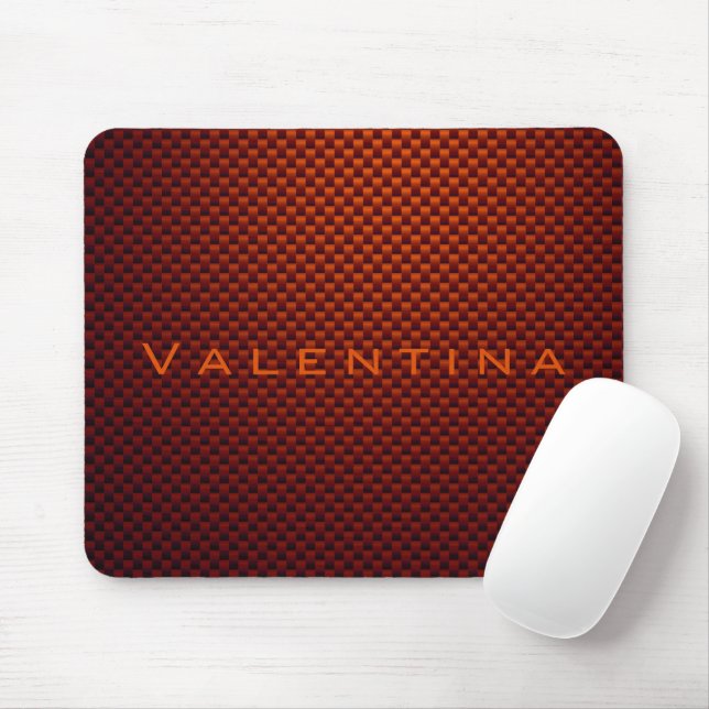 Personlig Orange Svart kolfibermönster Musmatta (Med mus)
