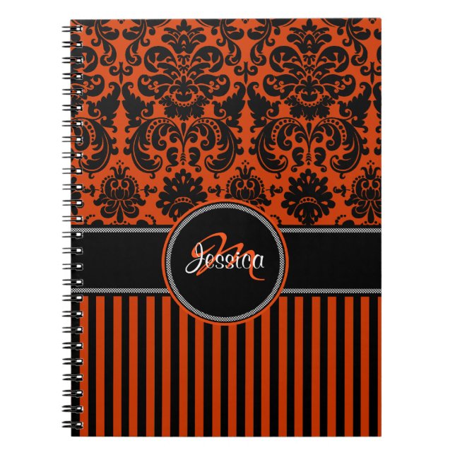 Personlig Orange Svartvit stripe-mask Anteckningsbok Med Spiral (Framsidan)