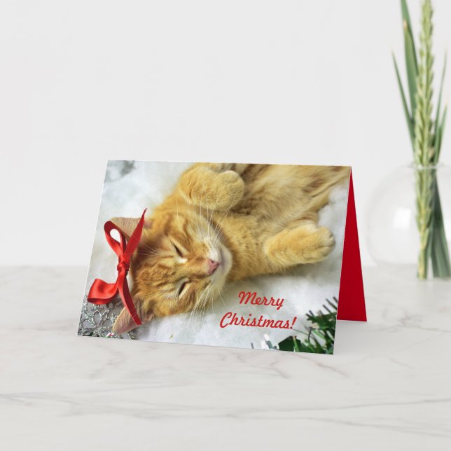 Personlig Orange Tabby katt jul Kort (Framsida)